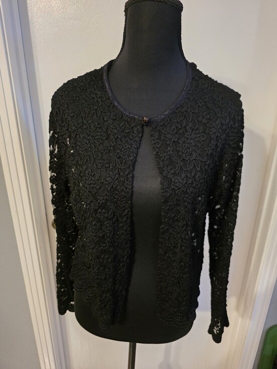 connected apparel Jackets & Blazers - Black Lace Cardigan Size M